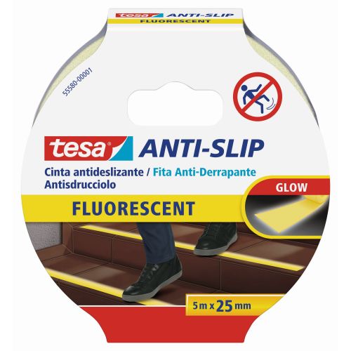 tesa Cintas Antideslizantes 5m x 25mm Amarilla fluoresc.