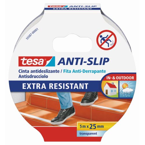 tesa Cintas Antideslizantes 5m x 25mm Blanca transp.