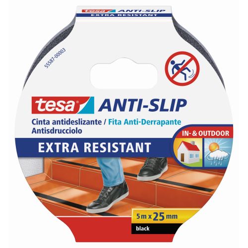 tesa Cintas Antideslizantes 5m x 25mm Negra