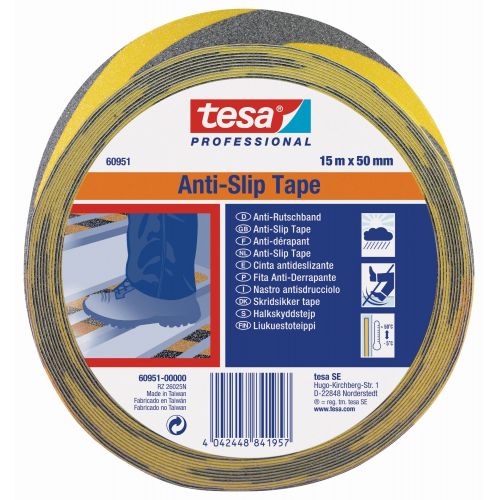 tesa Cintas Antideslizantes 15m x 50mm Negra/Amarilla