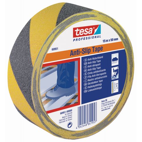 tesa Cintas Antideslizantes 15m x 50mm Negra/Amarilla
