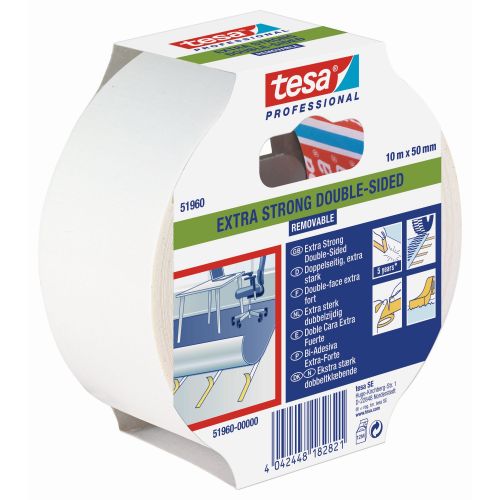 tesa 51960  Doble cara Extrafuerte - Removible 10m x 50mm