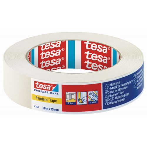 tesa 4348 Cinta para pintar Standard - Etiquetado individual, 50m x 25mm