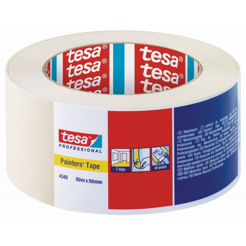 tesa 4348 Cinta para pintar Standard - Etiquetado individual, 50m x 50mm