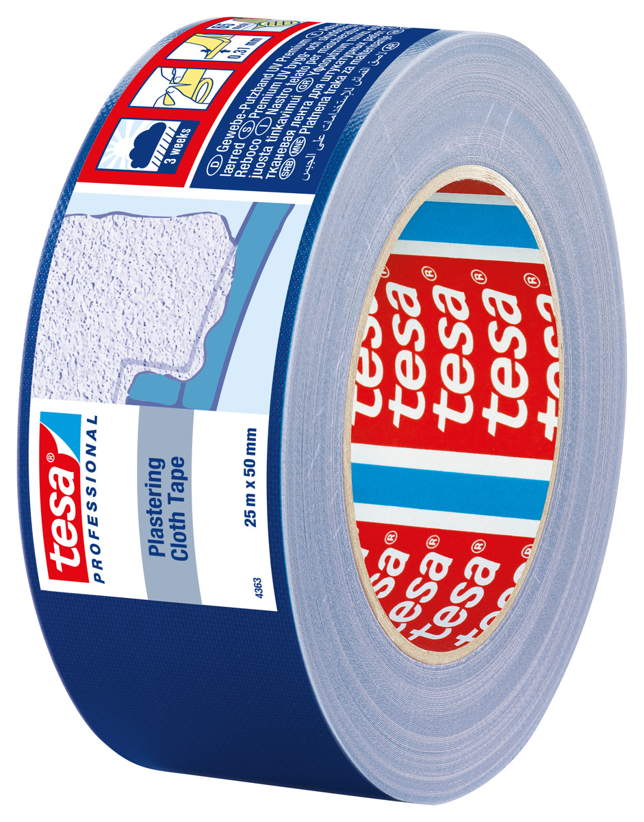 tesa 4363 Cinta de revoco de Tejido, 25m x 50mm