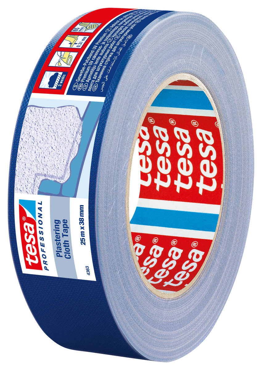 tesa 4363 Cinta de revoco de Tejido, 25m x 38mm