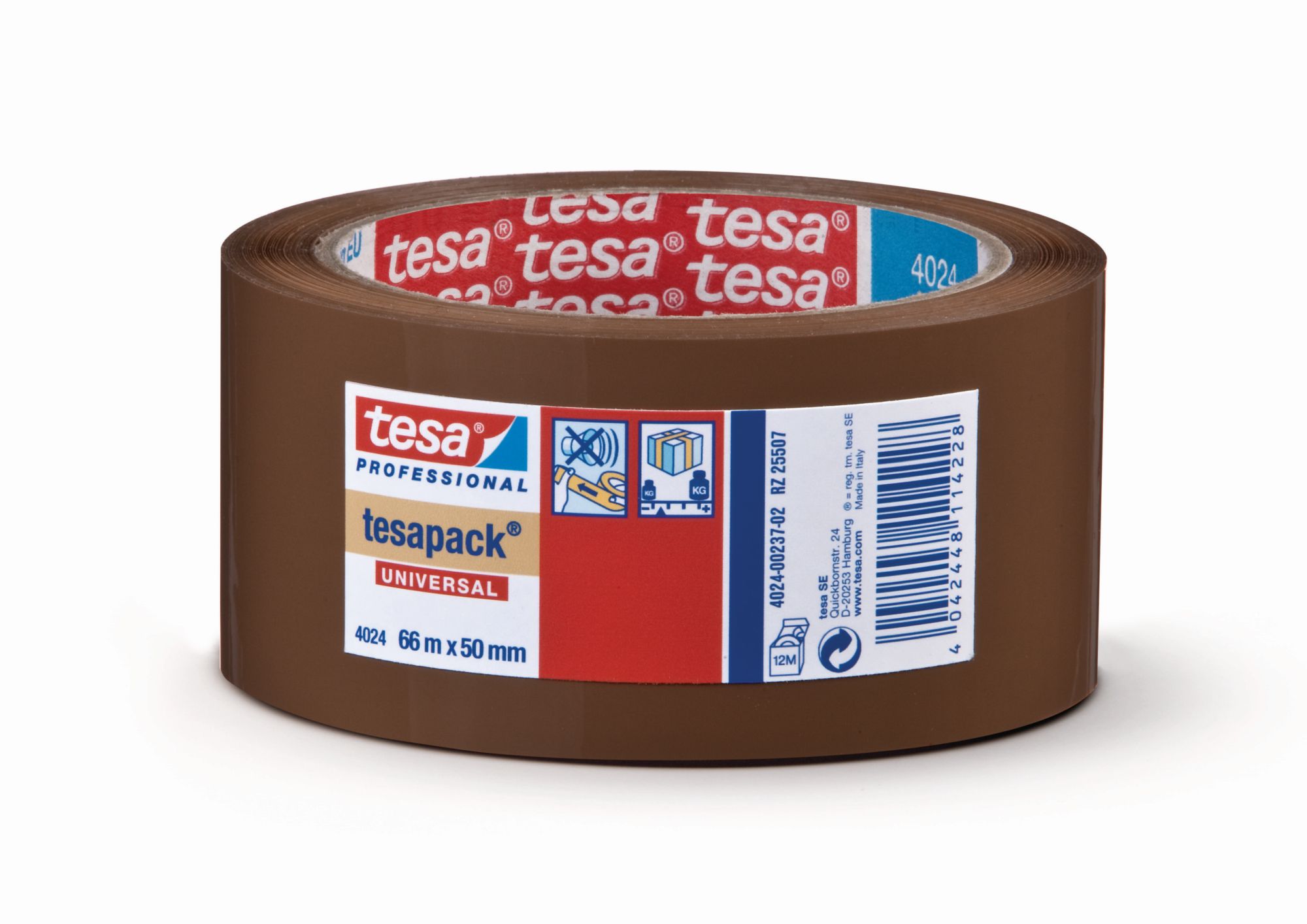 tesa 4024 Cinta de embalaje de Poliolefina, libre disolventes. 66m x 50mm Marrón c/ etiq