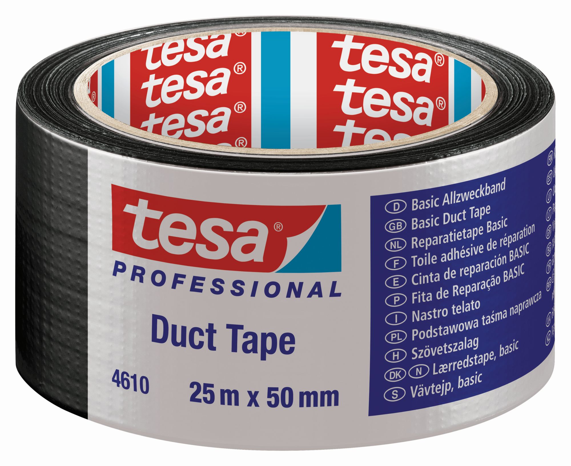 tesa 4610 Cinta Americana Básica 25m x 50mm Negro
