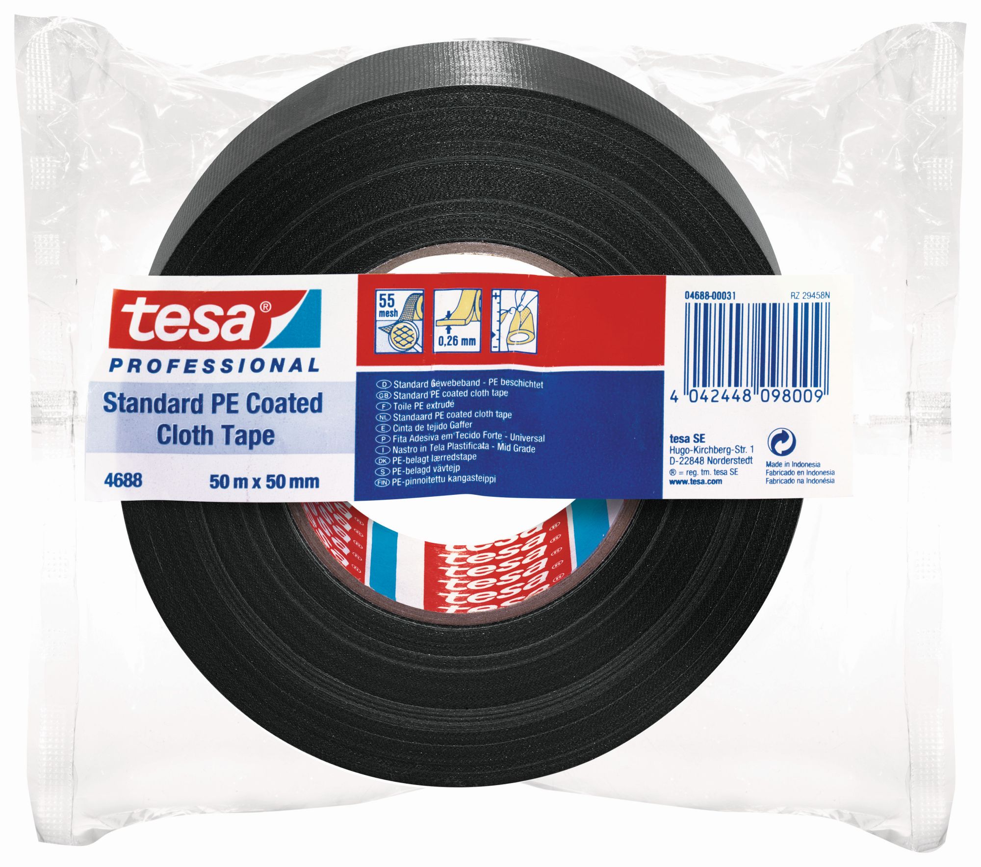 tesa 4688 Cinta de tejido Gaffer  50m x 50mm Negra