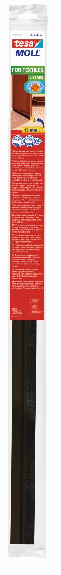 tesa 5403 Barras de PVC TEXTILES suelos ligeramente desiguales o moquetas 1m x 43mm Marrón