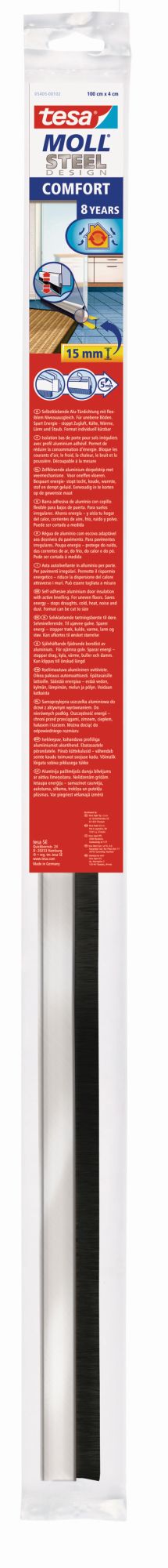 tesa 5405 Barras de aluminio COMFORT para suelos desiguales 1m x 40mm Acero Inoxidable