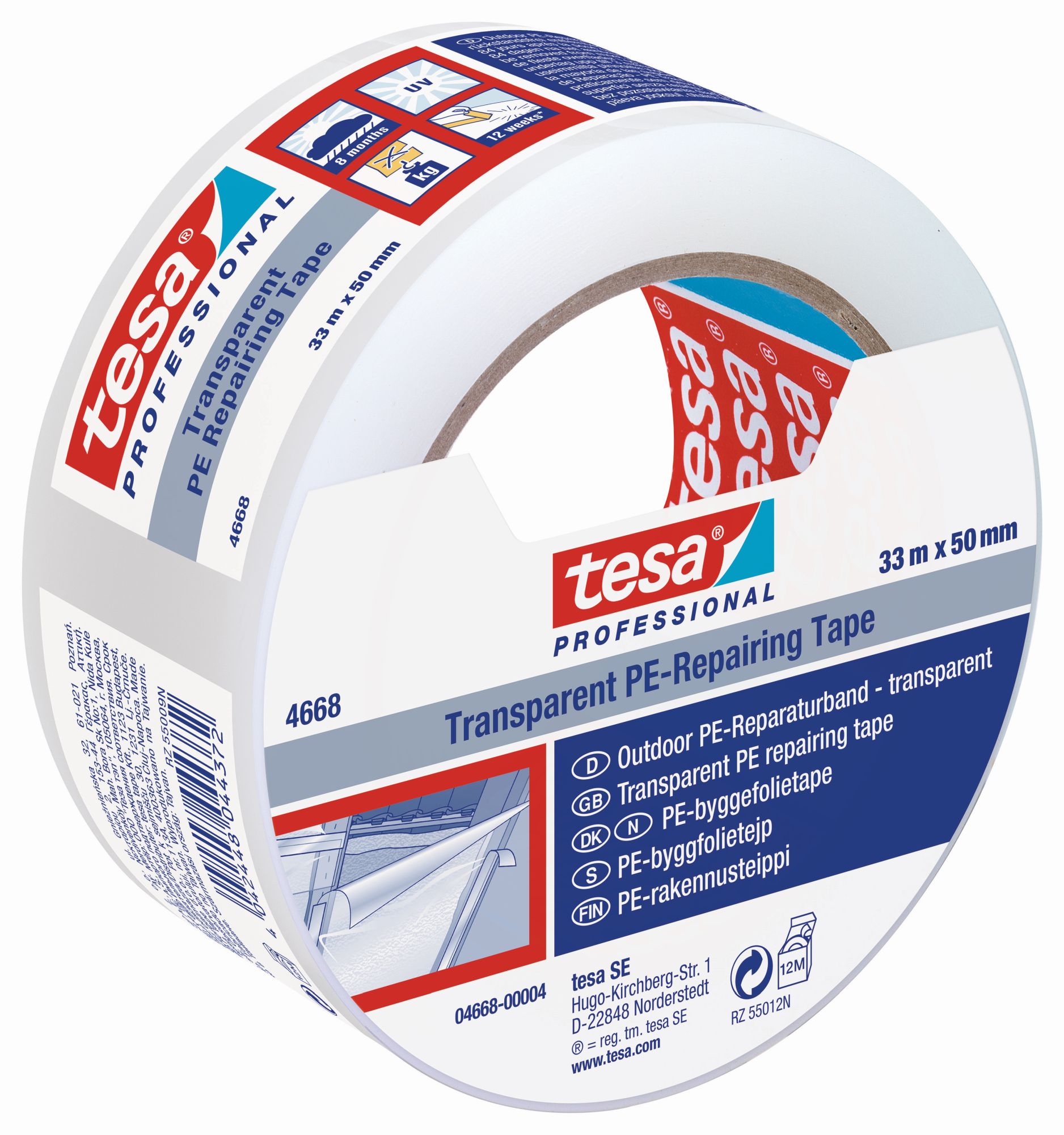 tesa 4668 Cinta de Polietileno Transparente 33m x 50mm