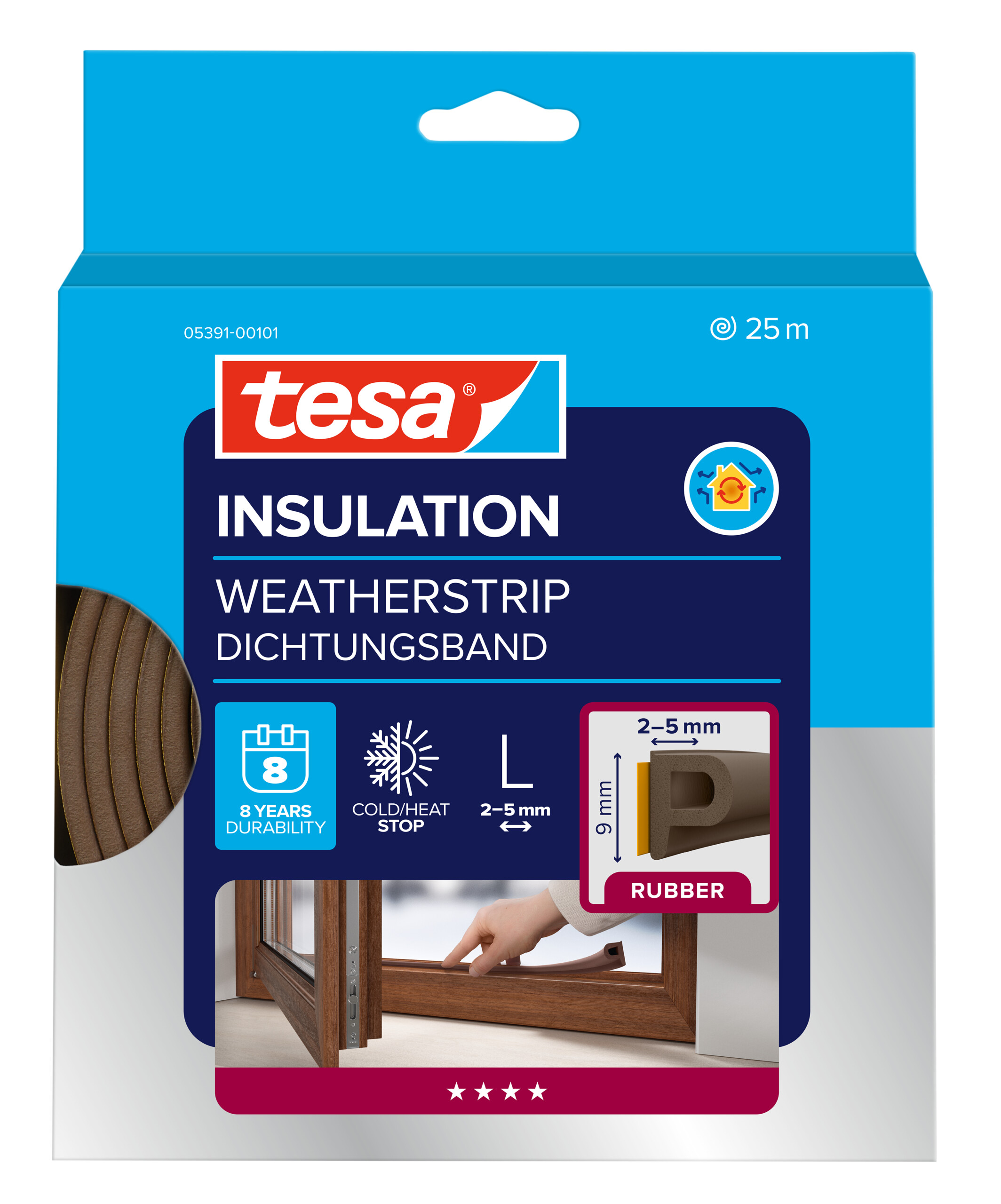 Burlete de caucho tubular perfil P - para desajustes medianos 25m