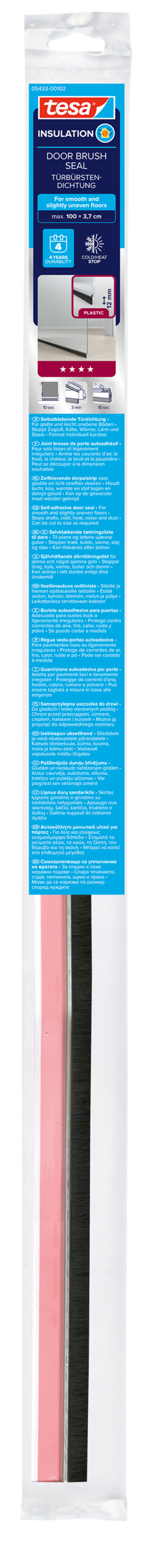 Barra bajo puerta de PVC cepillo p/suelos lisos 1mx37mm transparente