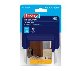 Burlete de caucho adhesivo para umbral de puertas 1m:38mm, marrón