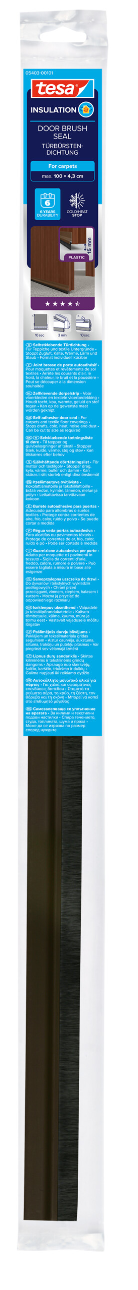 tesa 5403 Barras de PVC TEXTILES suelos ligeramente desiguales o moquetas 1m x 43mm Marrón