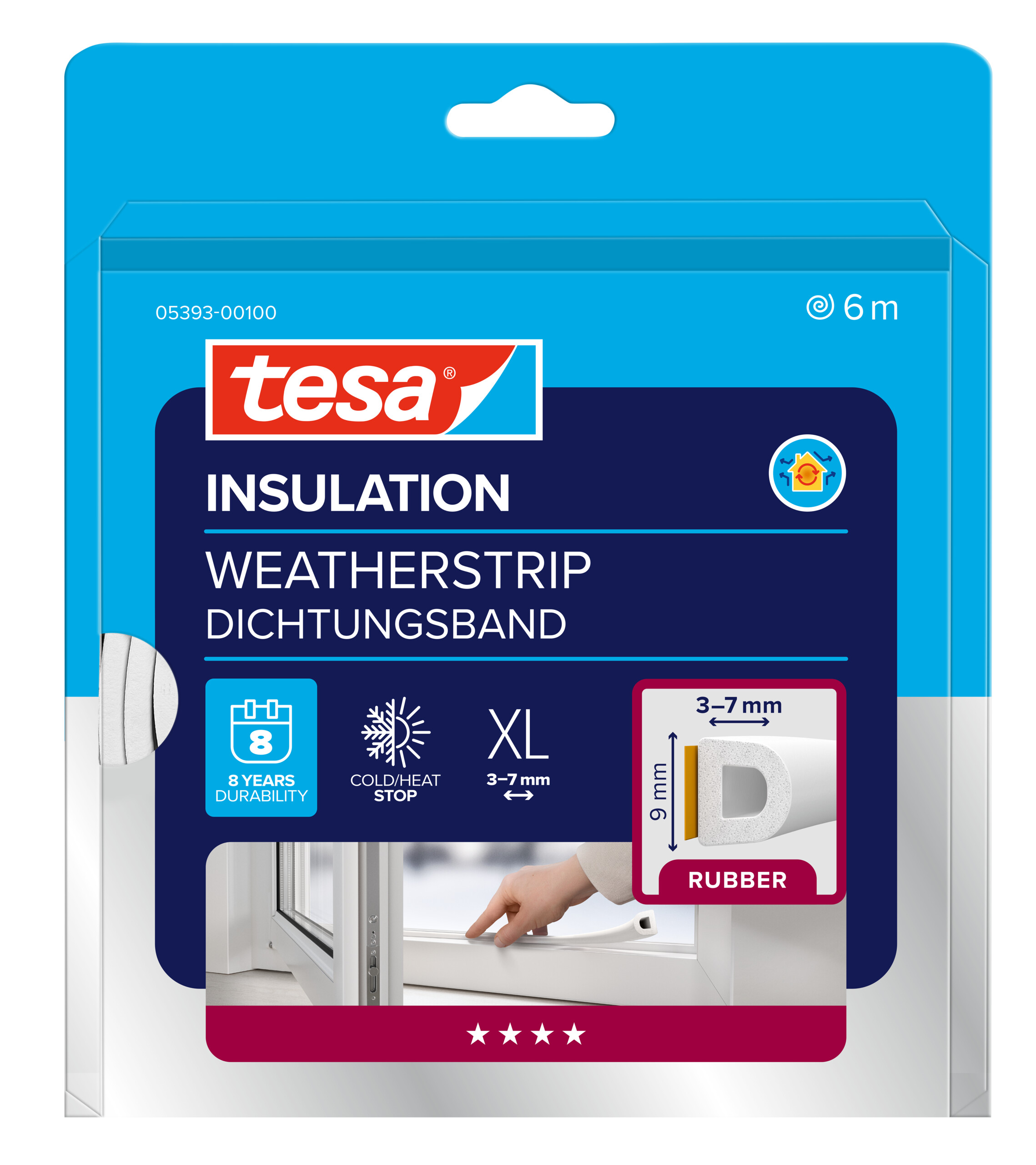 Burlete de caucho perfil D - para desajustes grandes 6m