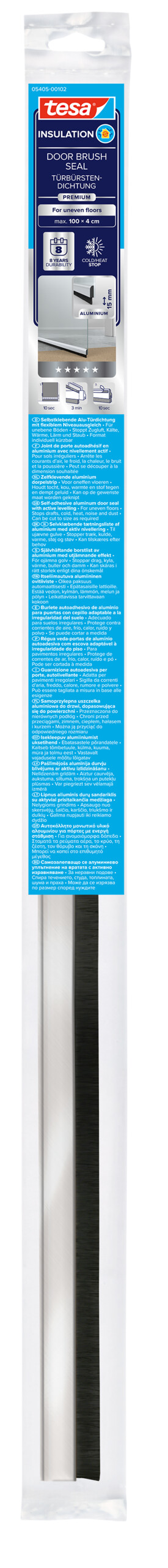 Barra bajo puerta de aluminio 1m x 40mm acero inoxidable