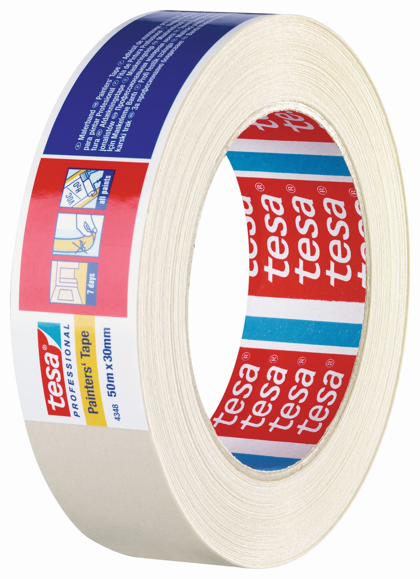 tesa 4348 Cinta para pintar Standard - Etiquetado individual, 50m x 30mm