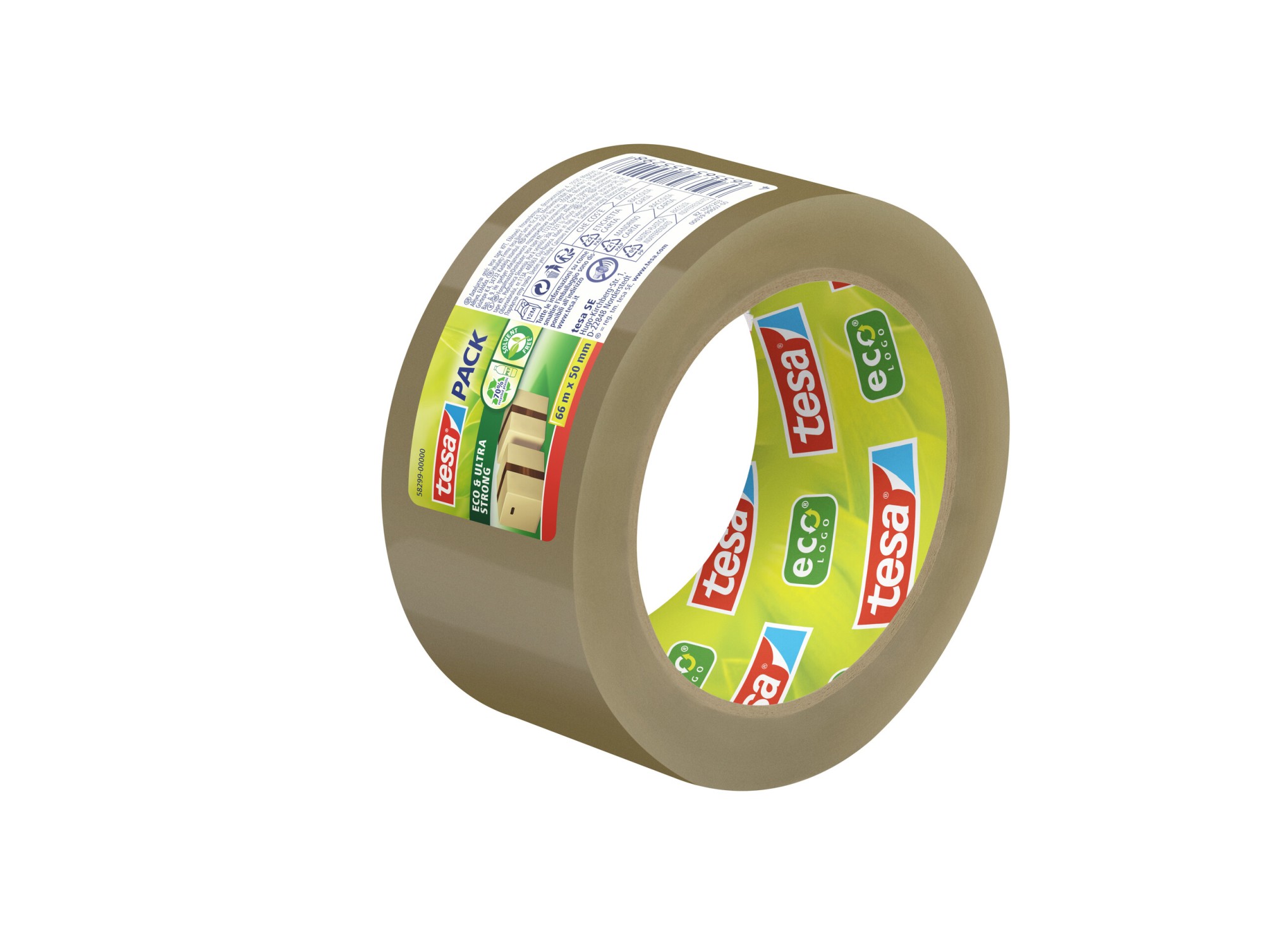 Cinta embalaje Eco & Ultra Strong marrón​ PET 66x50mm
