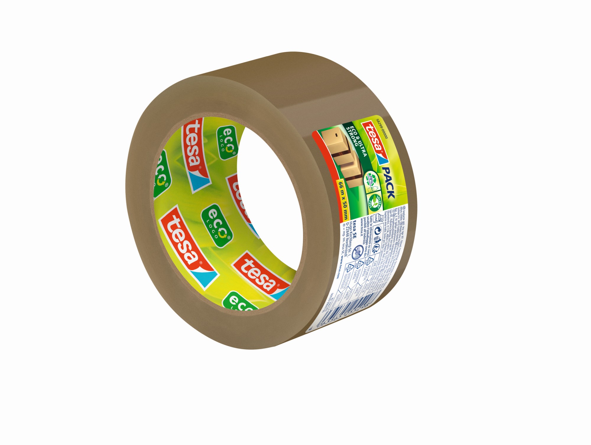Cinta embalaje Eco & Ultra Strong marrón​ PET 66x50mm