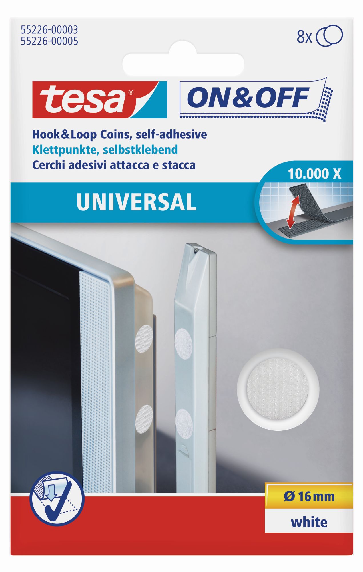 Círculos de cierre 16mm, 8 pares, Blanco