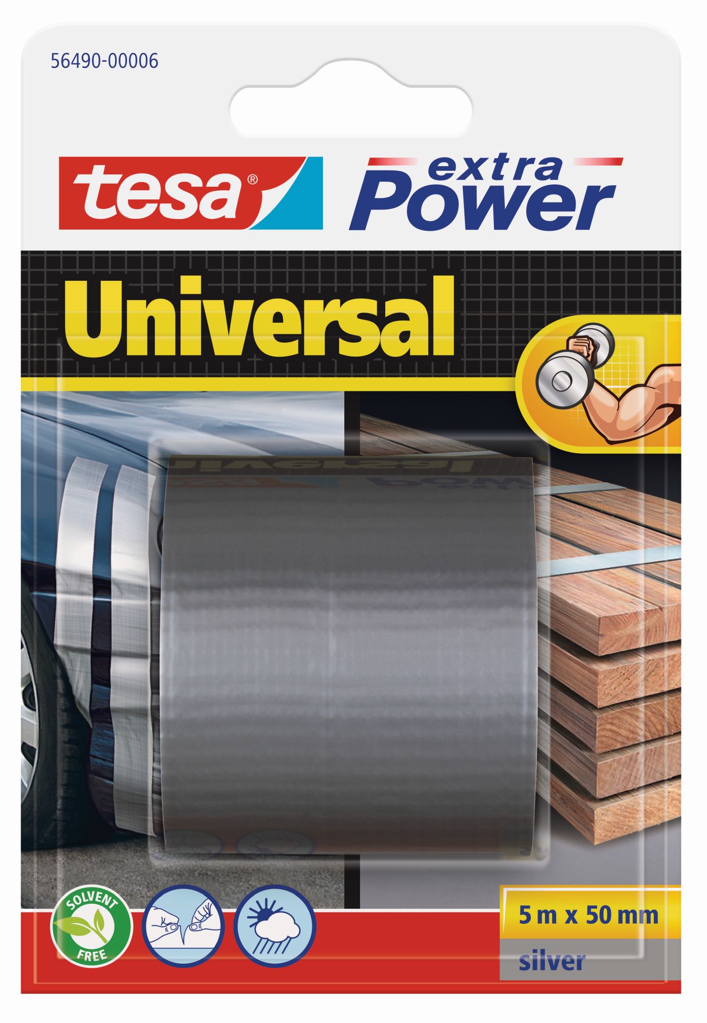 tesa 56490 Extra Power Universal - Blister - 5m 5m x 50mm Plata 