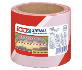 tesa 58137 Cinta de Balizamiento No Adhesiva 100m x 80mm Roja/Blanca