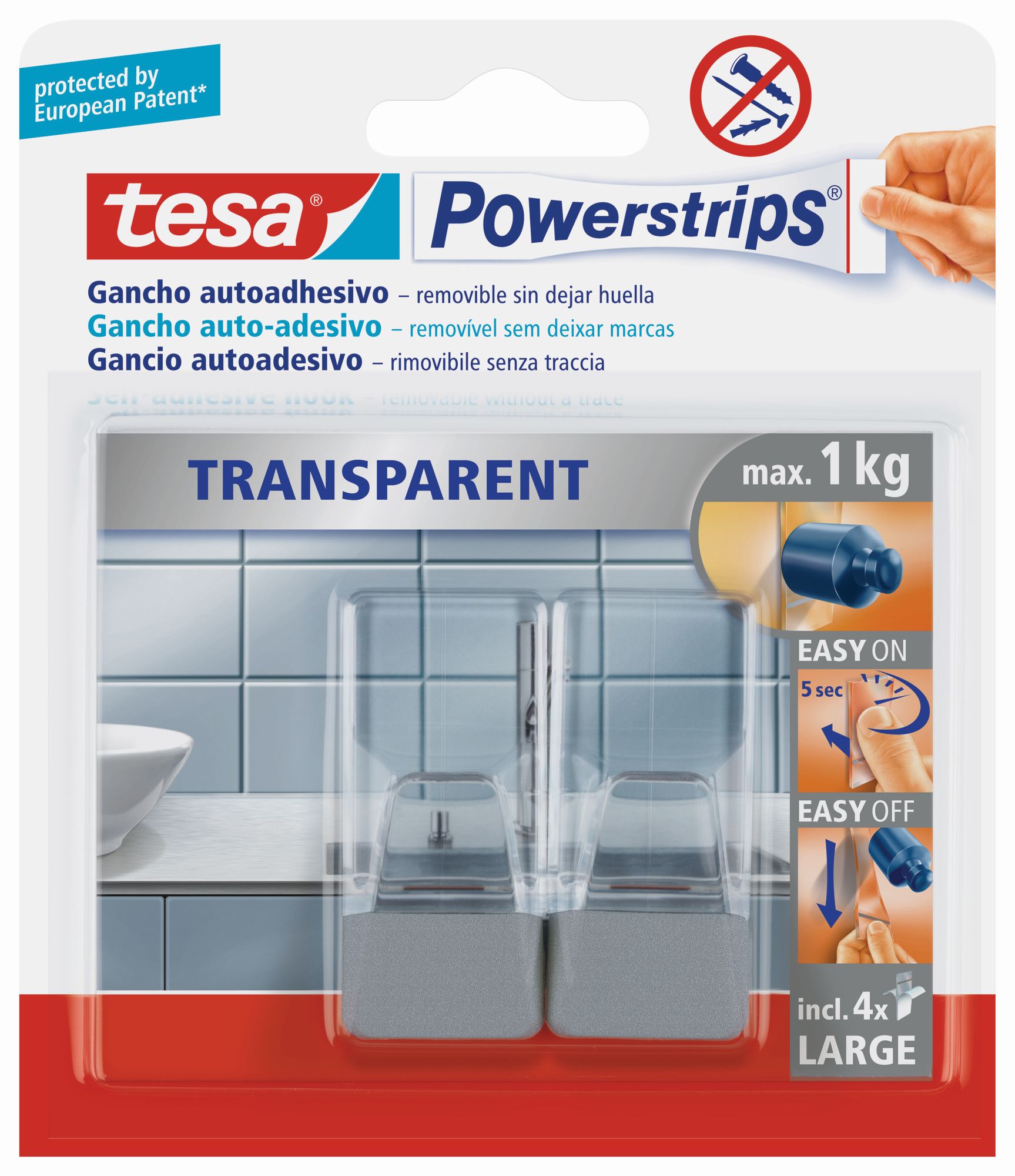 PS transparent Hook L Cromado mate