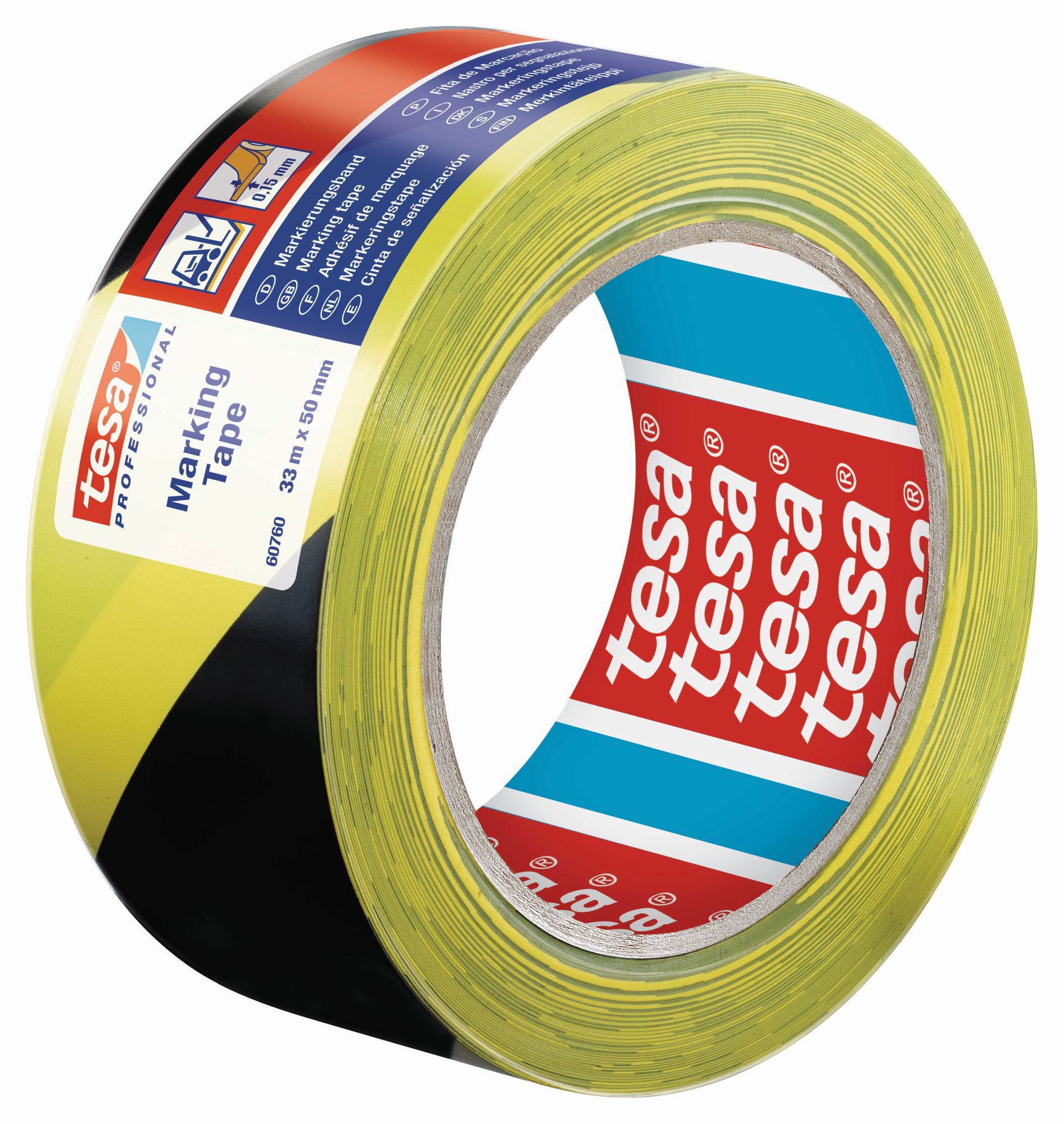 tesa 60760 Cintas Señalización temporal 33m x 50mm Negra/Amarilla