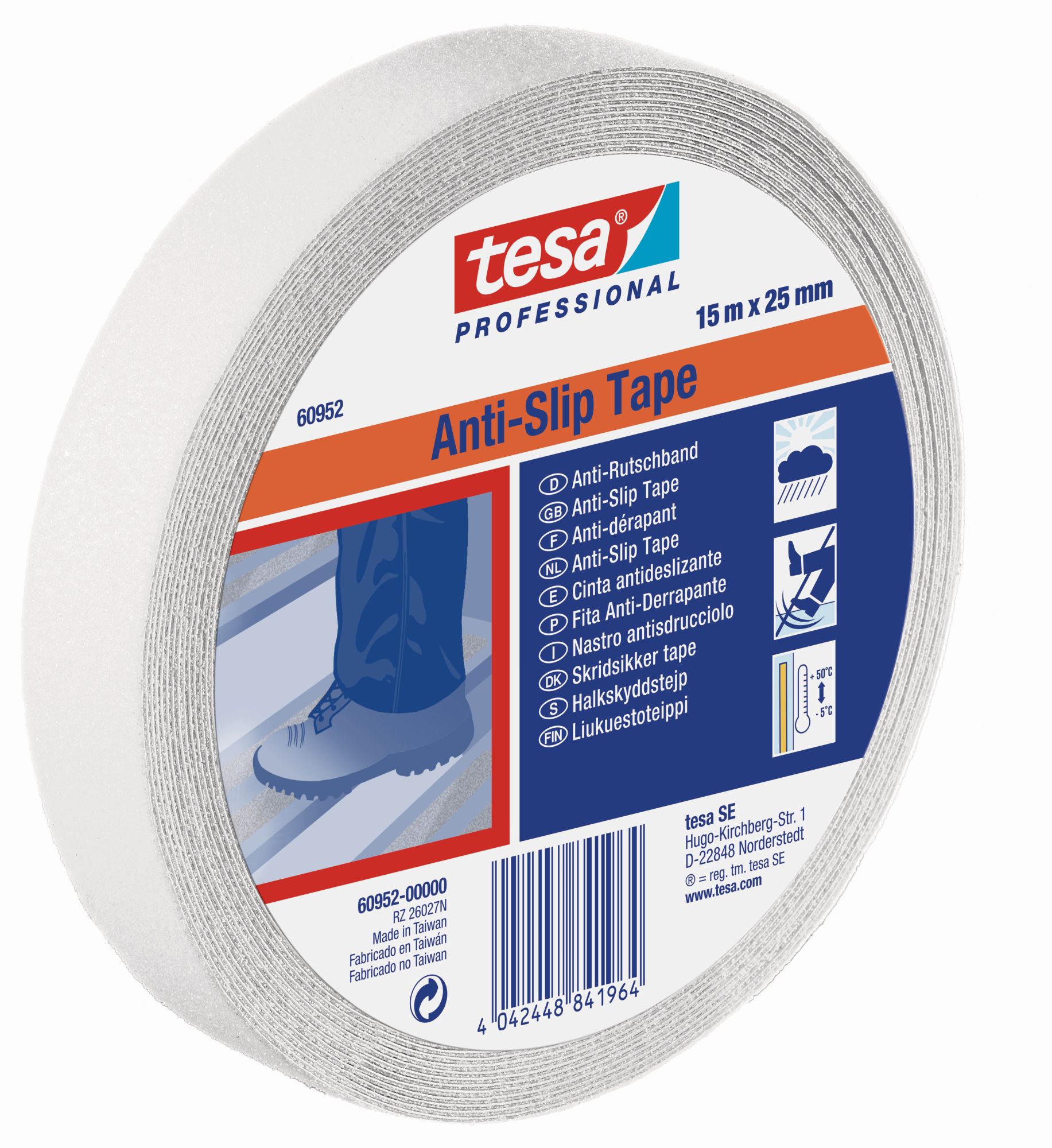 tesa Cintas Antideslizantes 15m x 25mm Blanca transp.