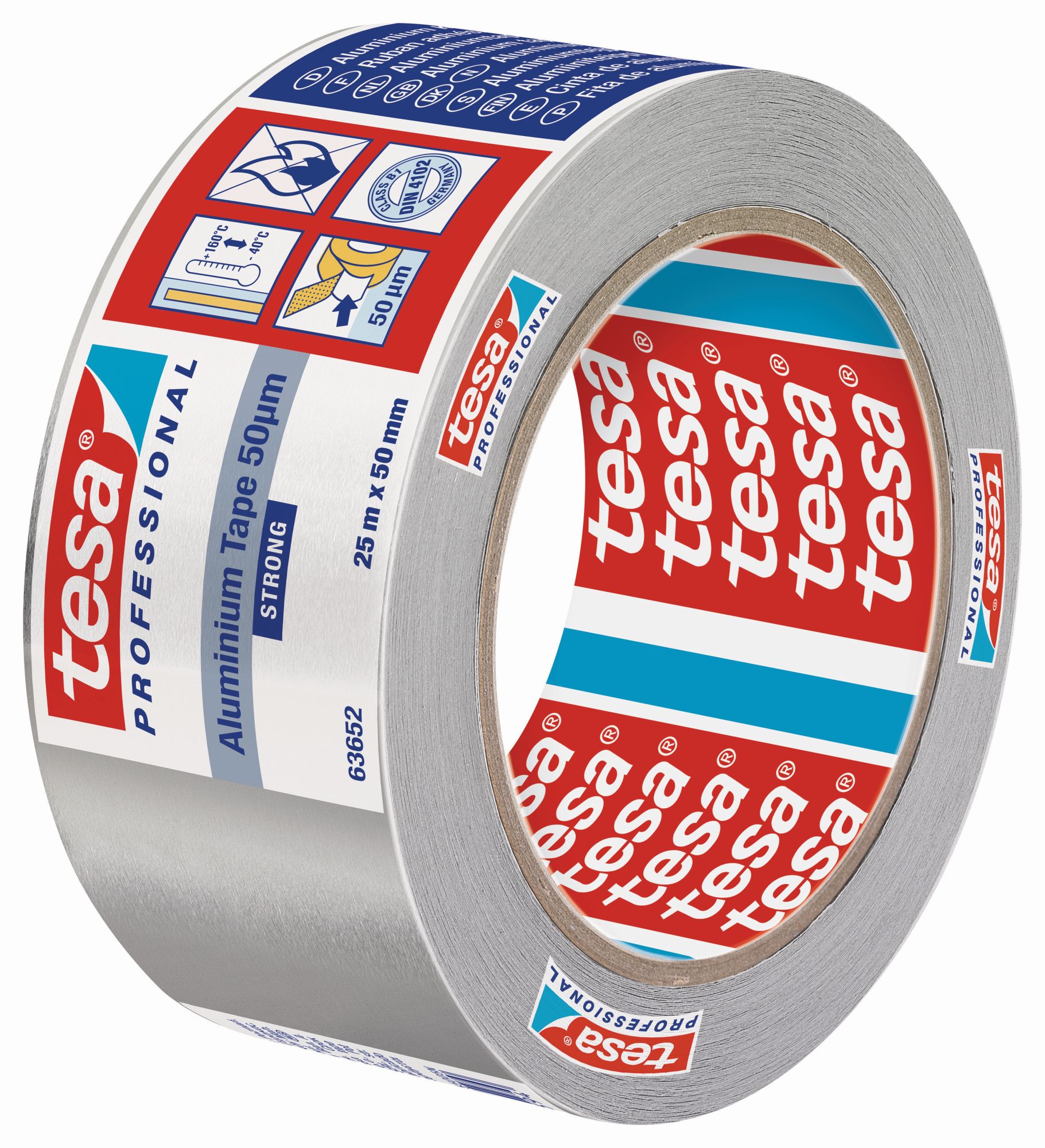 tesa Cintas de Aluminio Fuerte 50 micras 25m x 50mm con protector