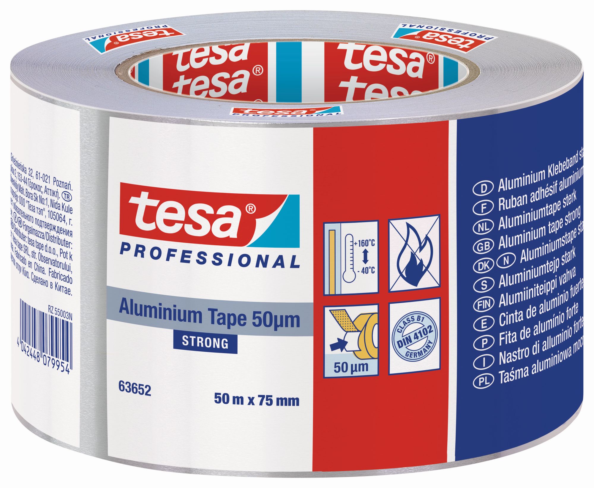tesa Cintas de Aluminio Fuerte 50 micras 50m x 75mm con protector