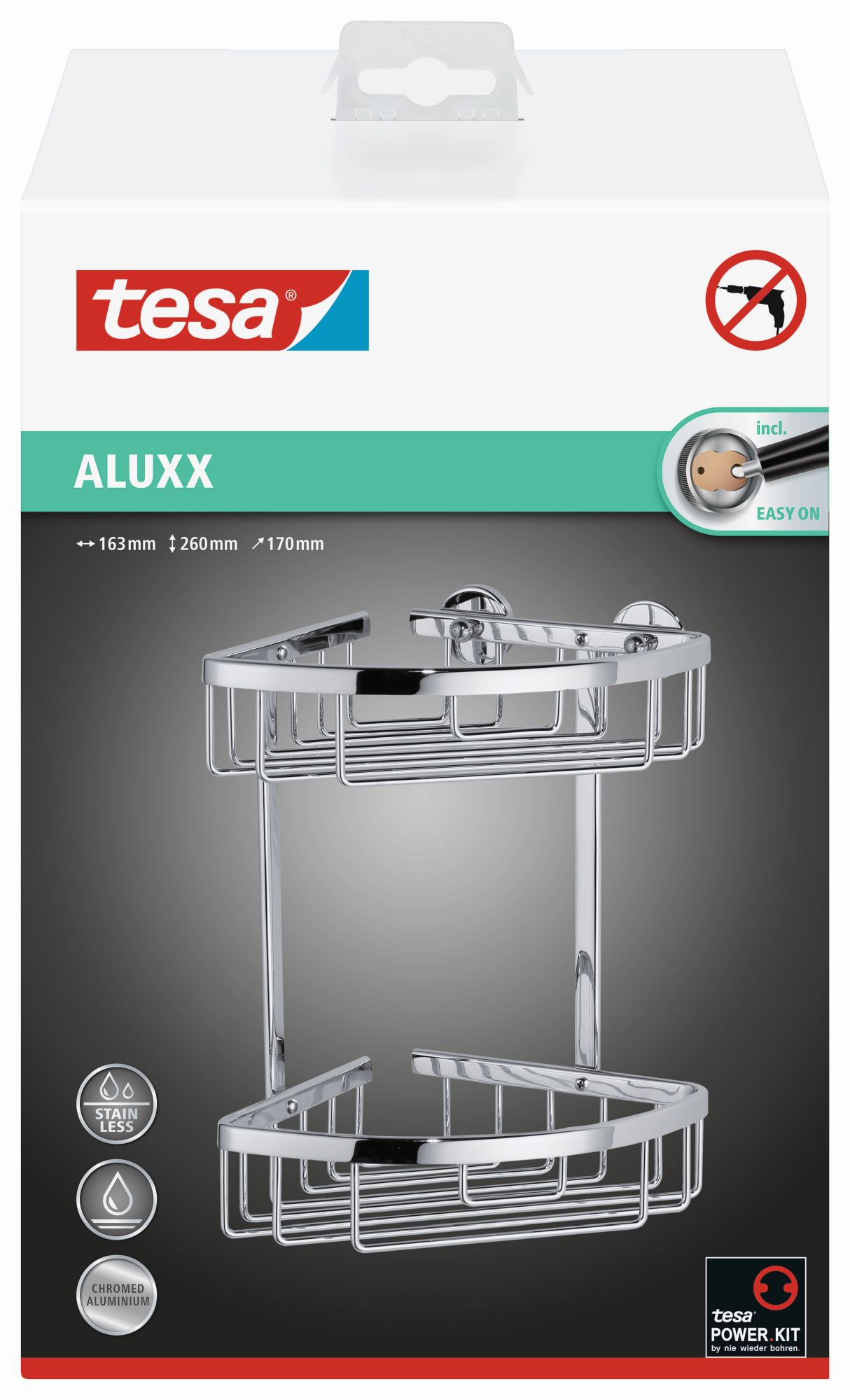 tesa Aluxx Cesta esquinera de ducha doble (Kit recambio BK43-2)