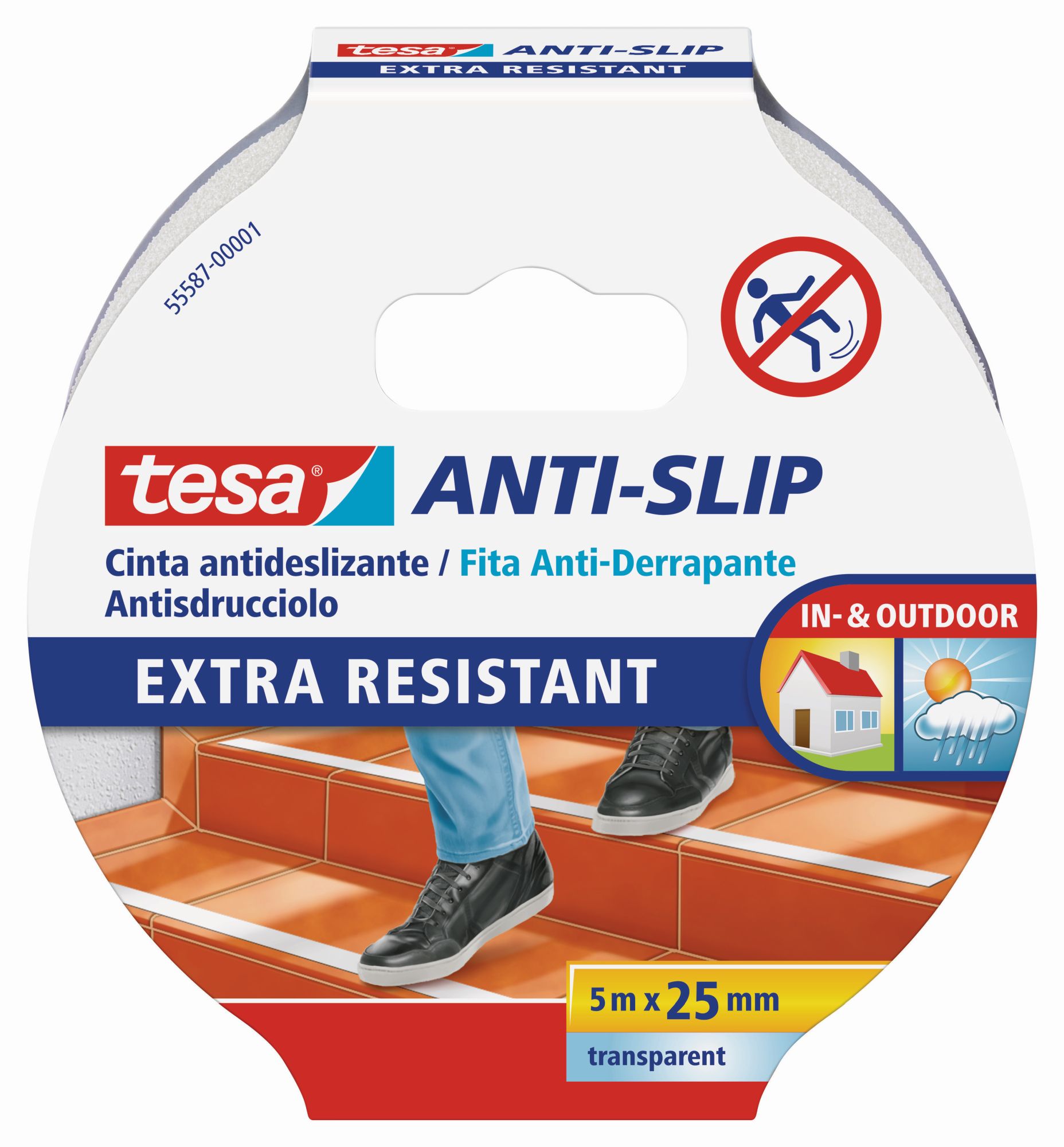 tesa Cintas Antideslizantes 5m x 25mm Blanca transp.