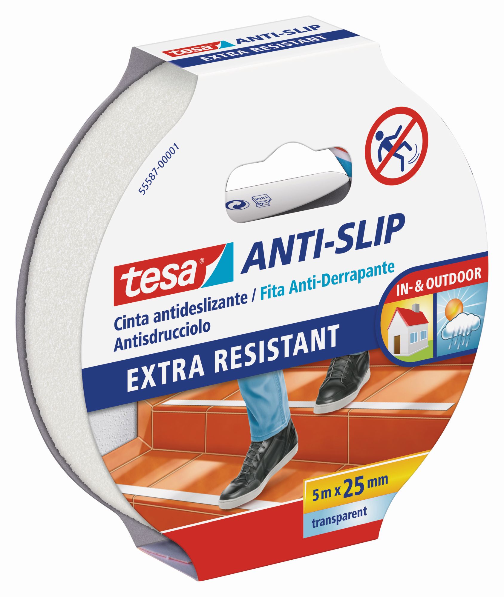 tesa Cintas Antideslizantes 5m x 25mm Blanca transp.