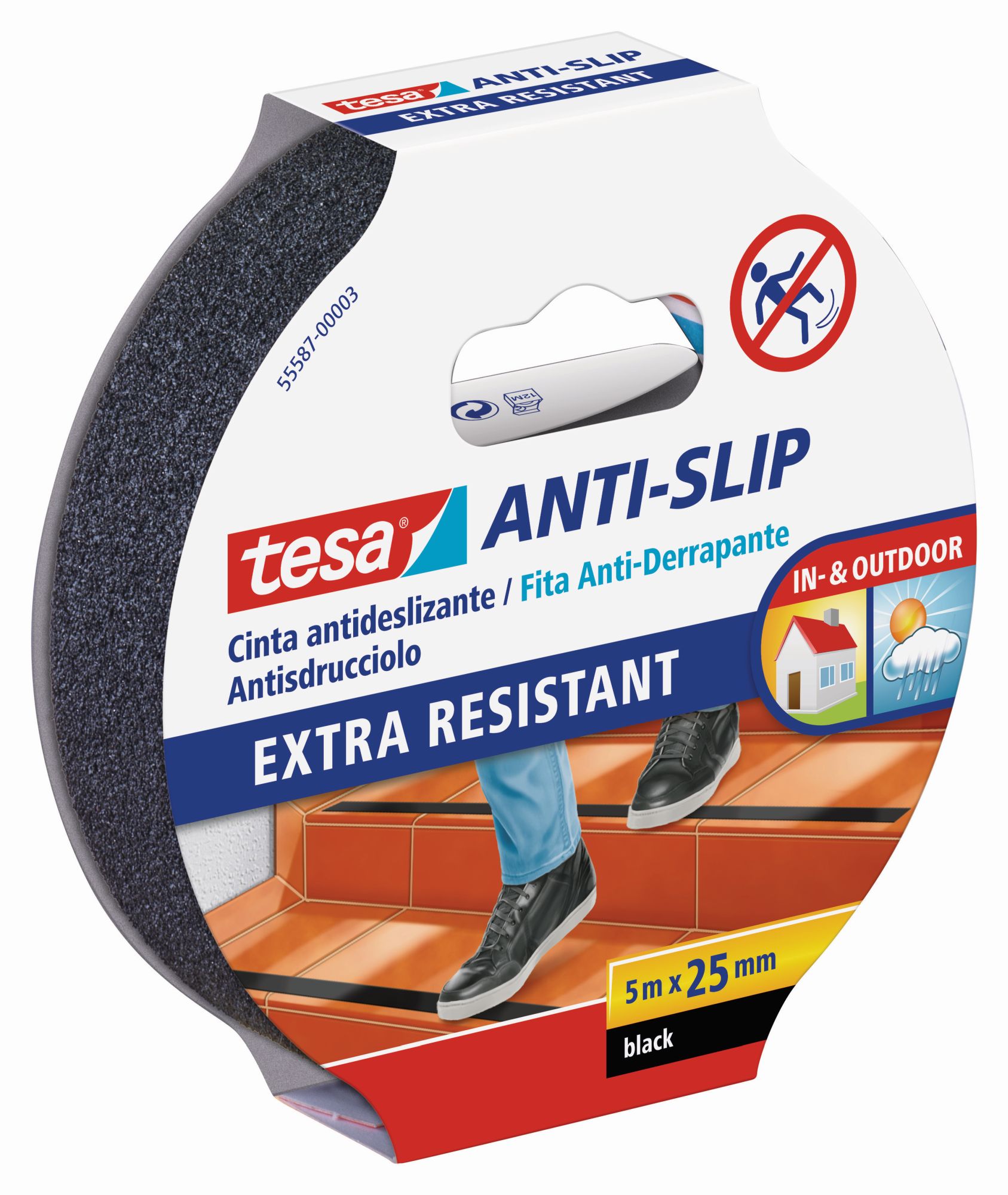 tesa Cintas Antideslizantes 5m x 25mm Negra