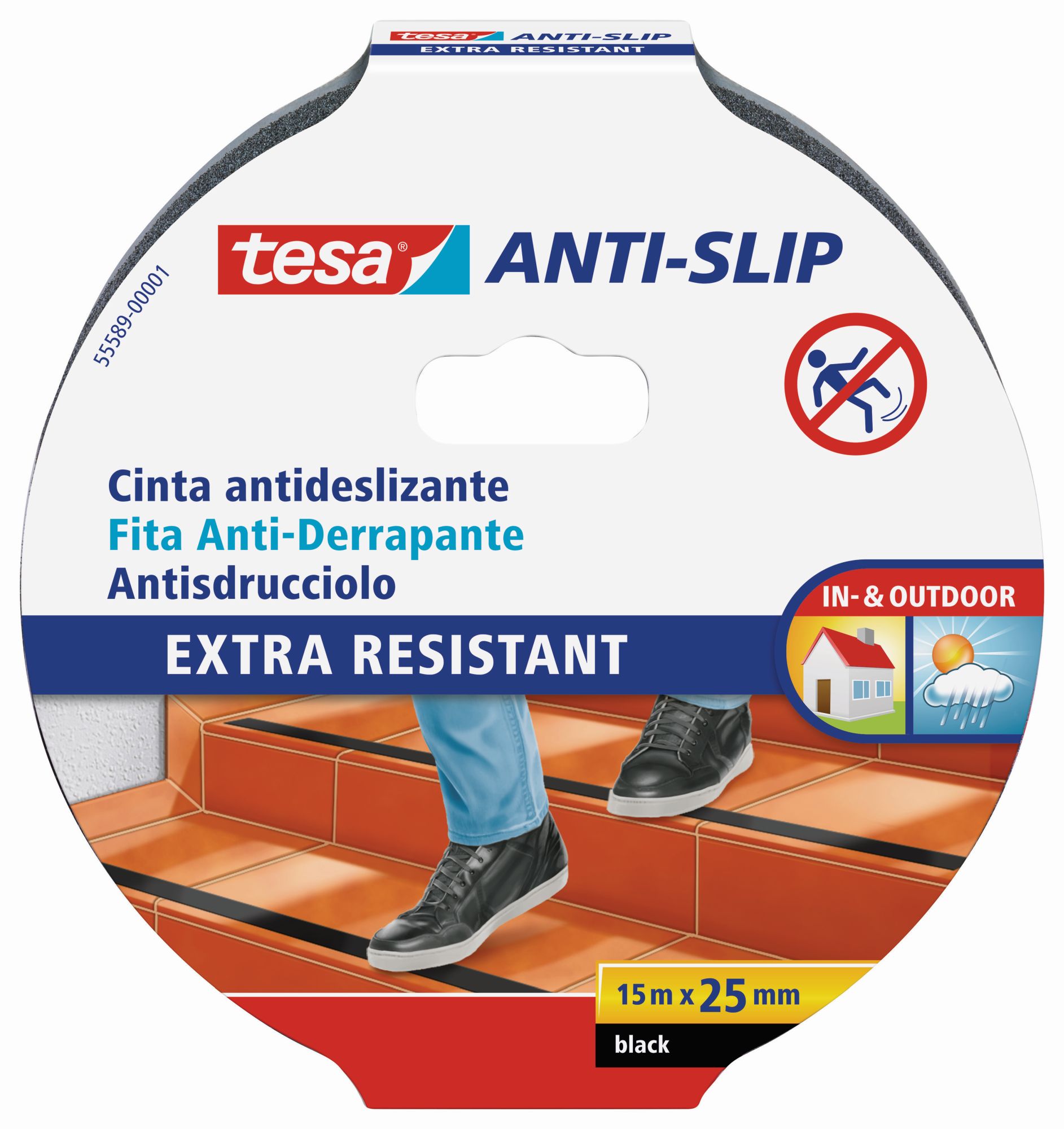 tesa Cintas Antideslizantes 15m x 25mm Negra