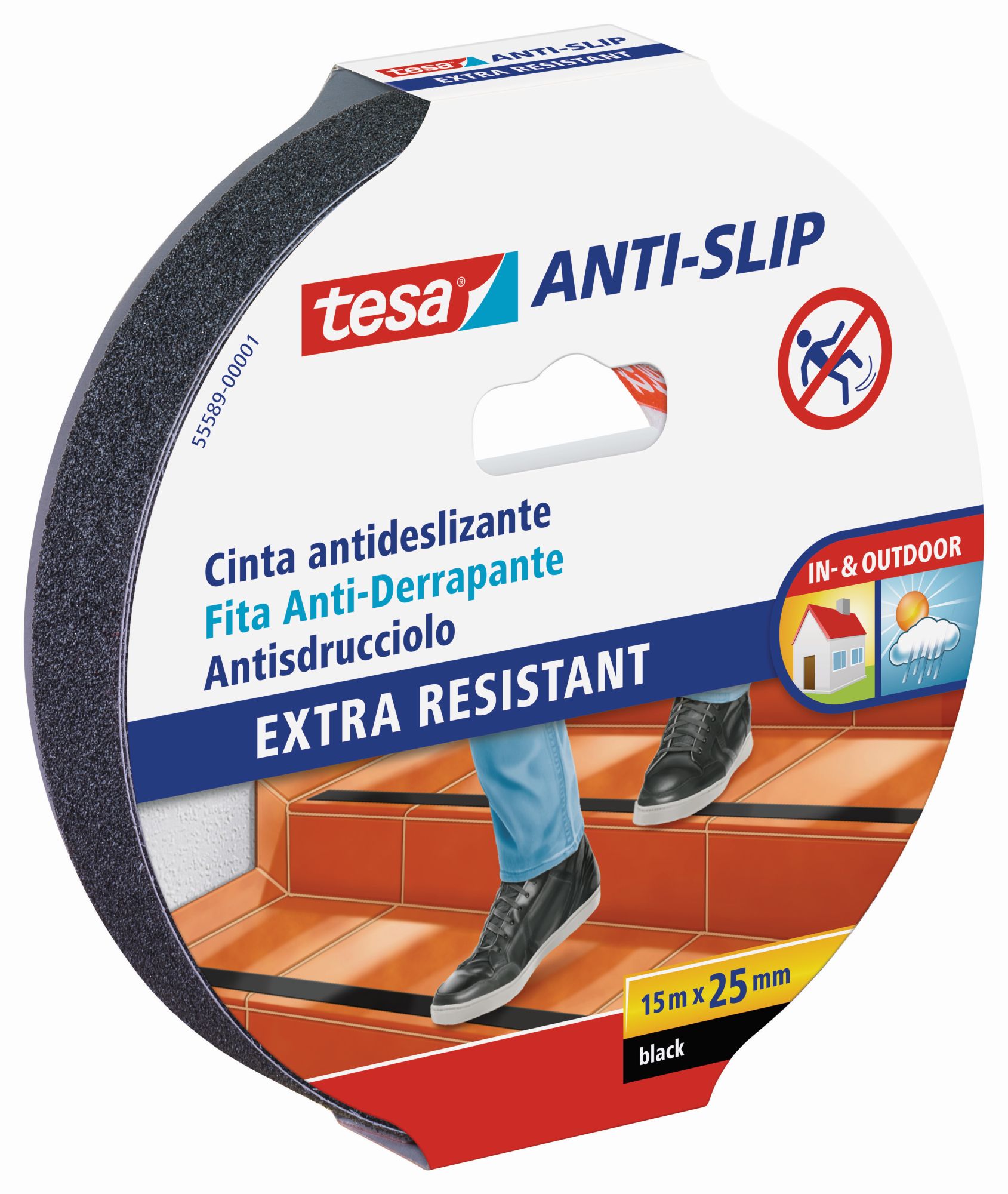 tesa Cintas Antideslizantes 15m x 25mm Negra