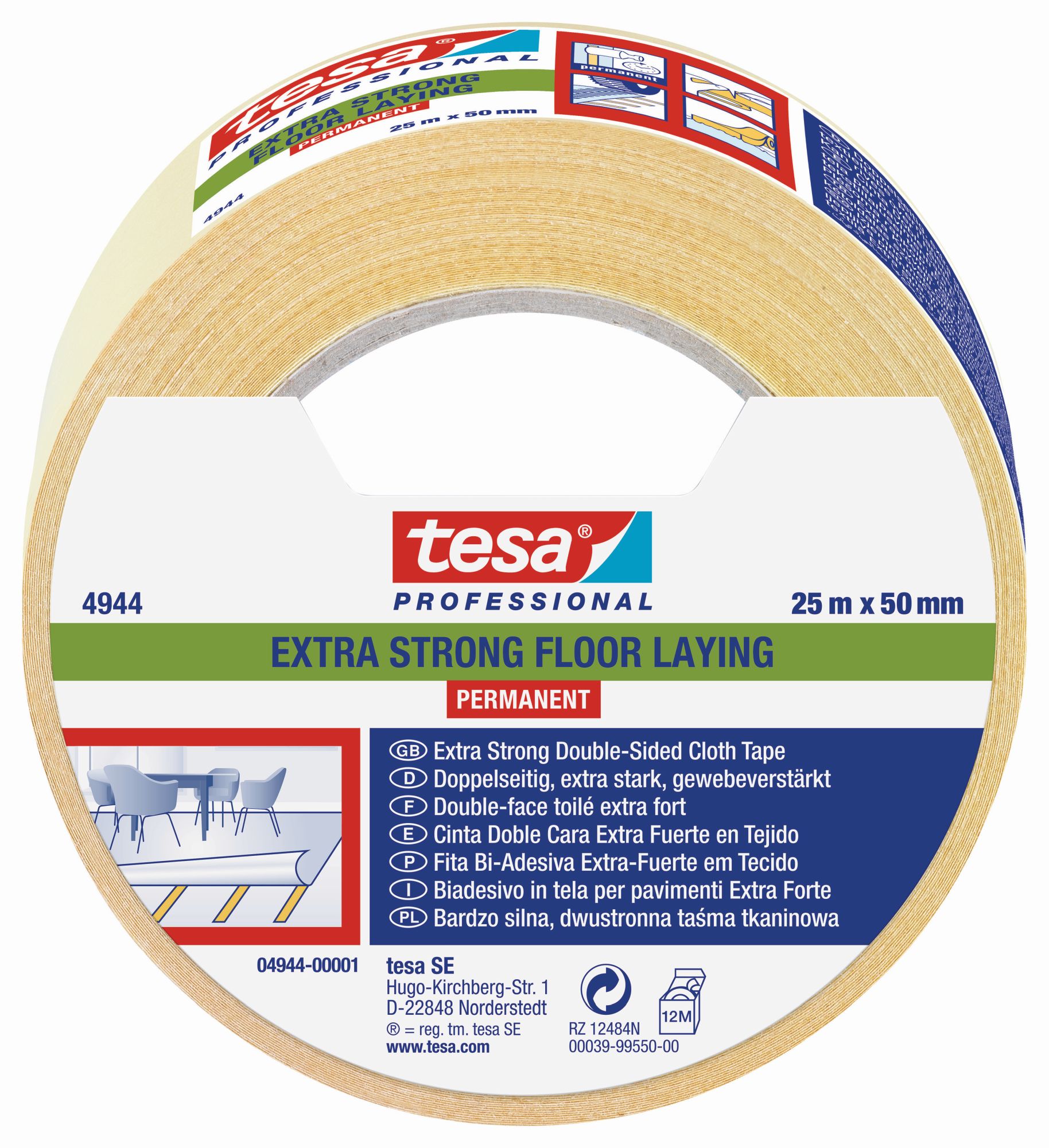 tesa 4944 Suelos Extrafuerte -  Permanente 25m x 50mm