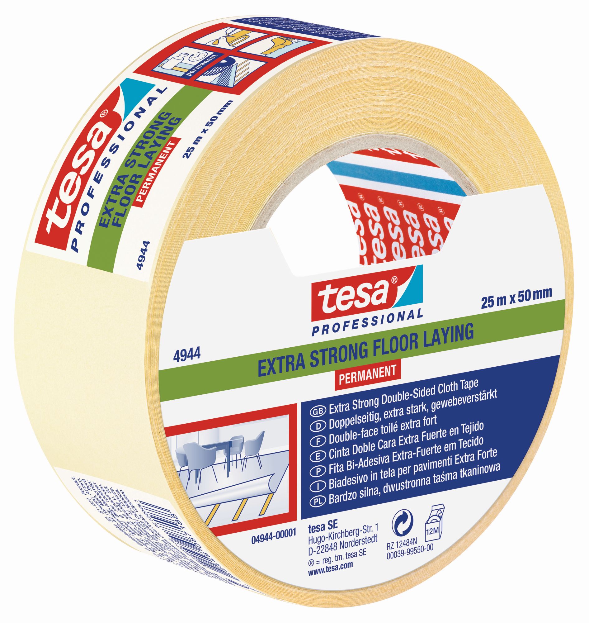 tesa 4944 Suelos Extrafuerte -  Permanente 25m x 50mm