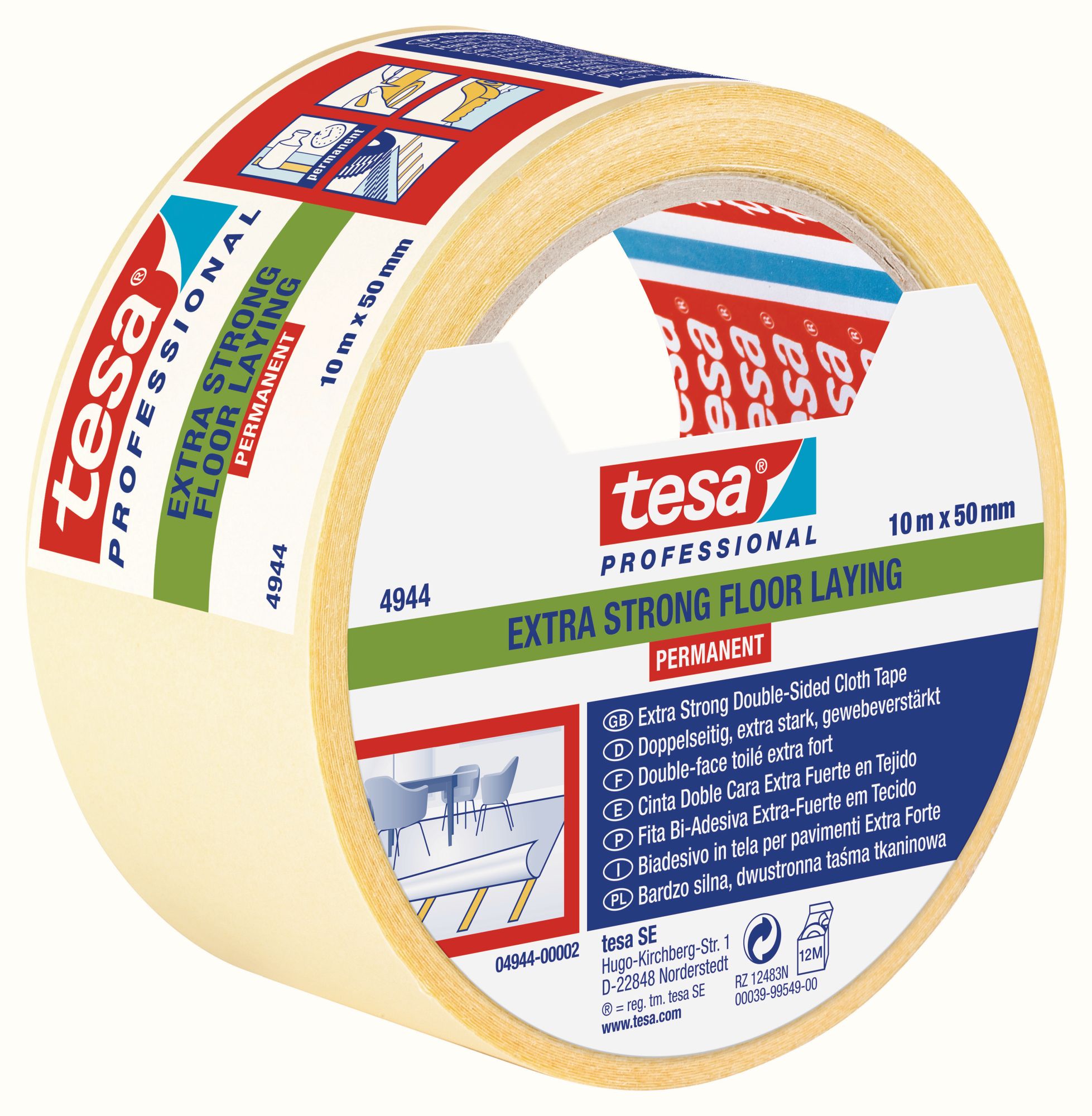 tesa 4944 Suelos Extrafuerte -  Permanente 10m x 50mm