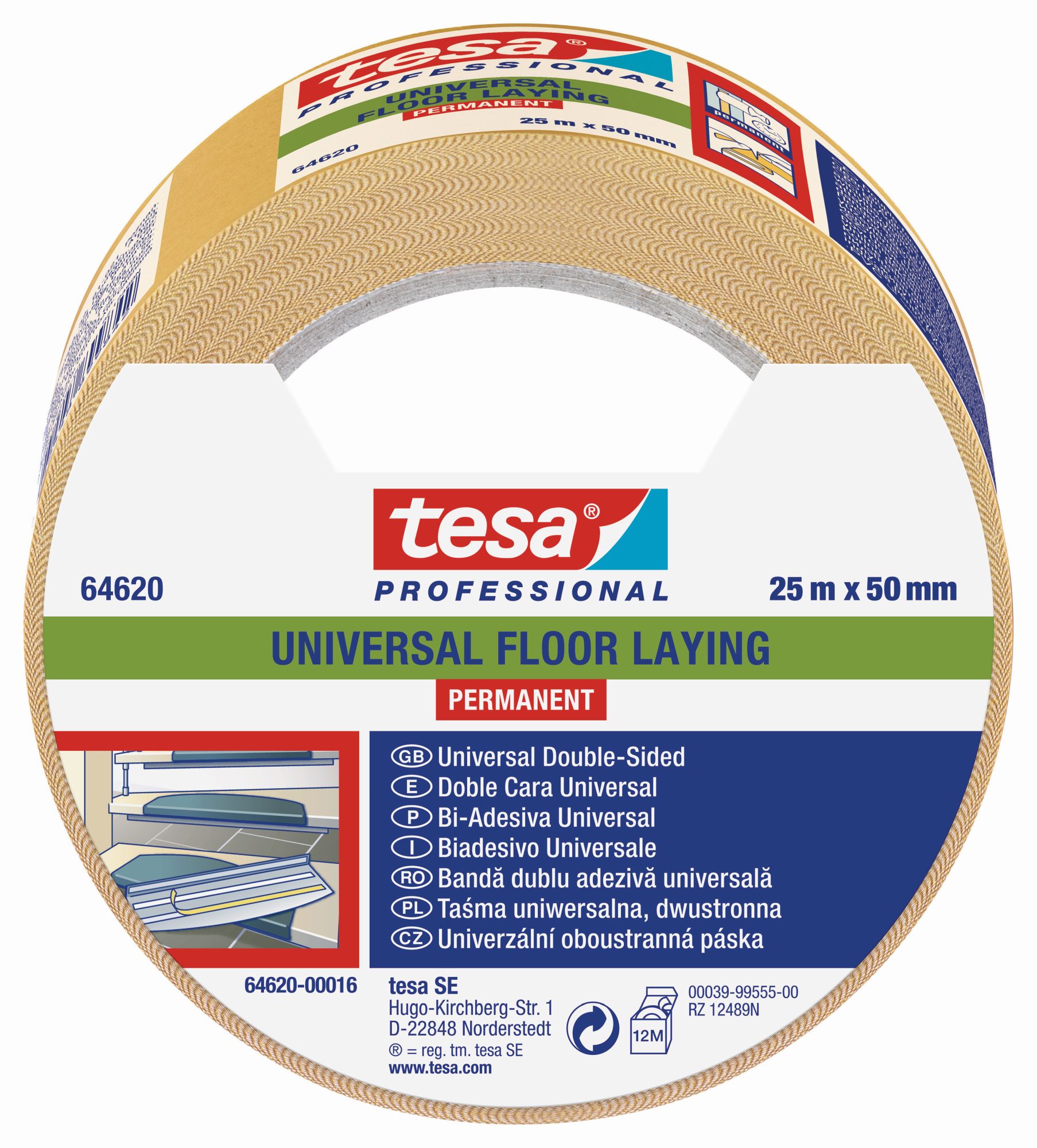 tesa 64620 Suelos Universal - Permanente 25m x 50mm
