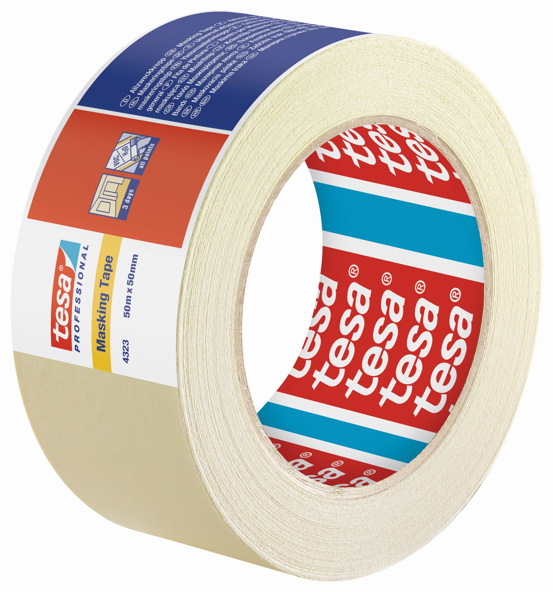 tesa 4323 Cinta para pintar de uso general - Etiquetado individual, 50m x 50mm