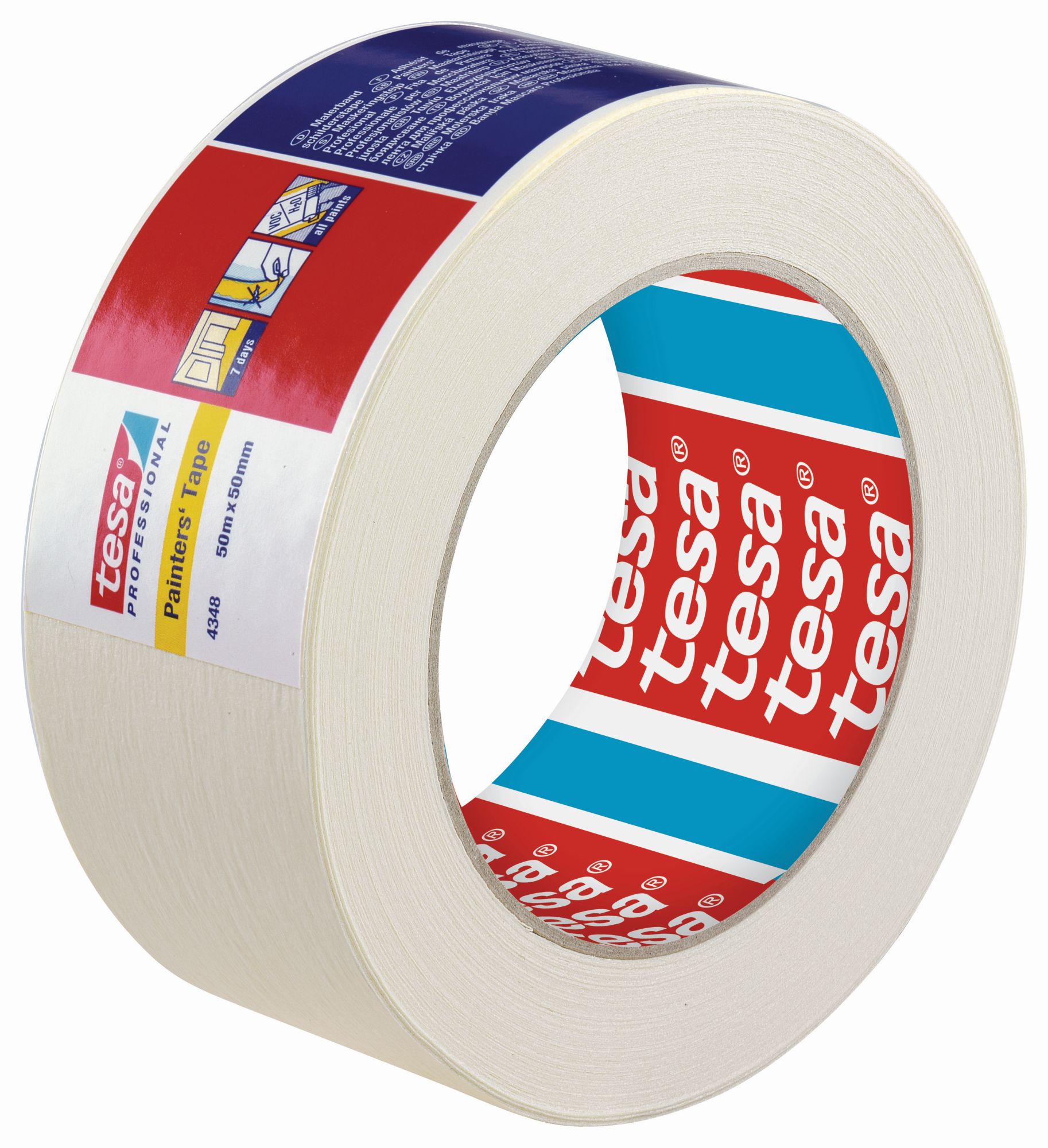 tesa 4348 Cinta para pintar Standard - Etiquetado individual, 50m x 50mm
