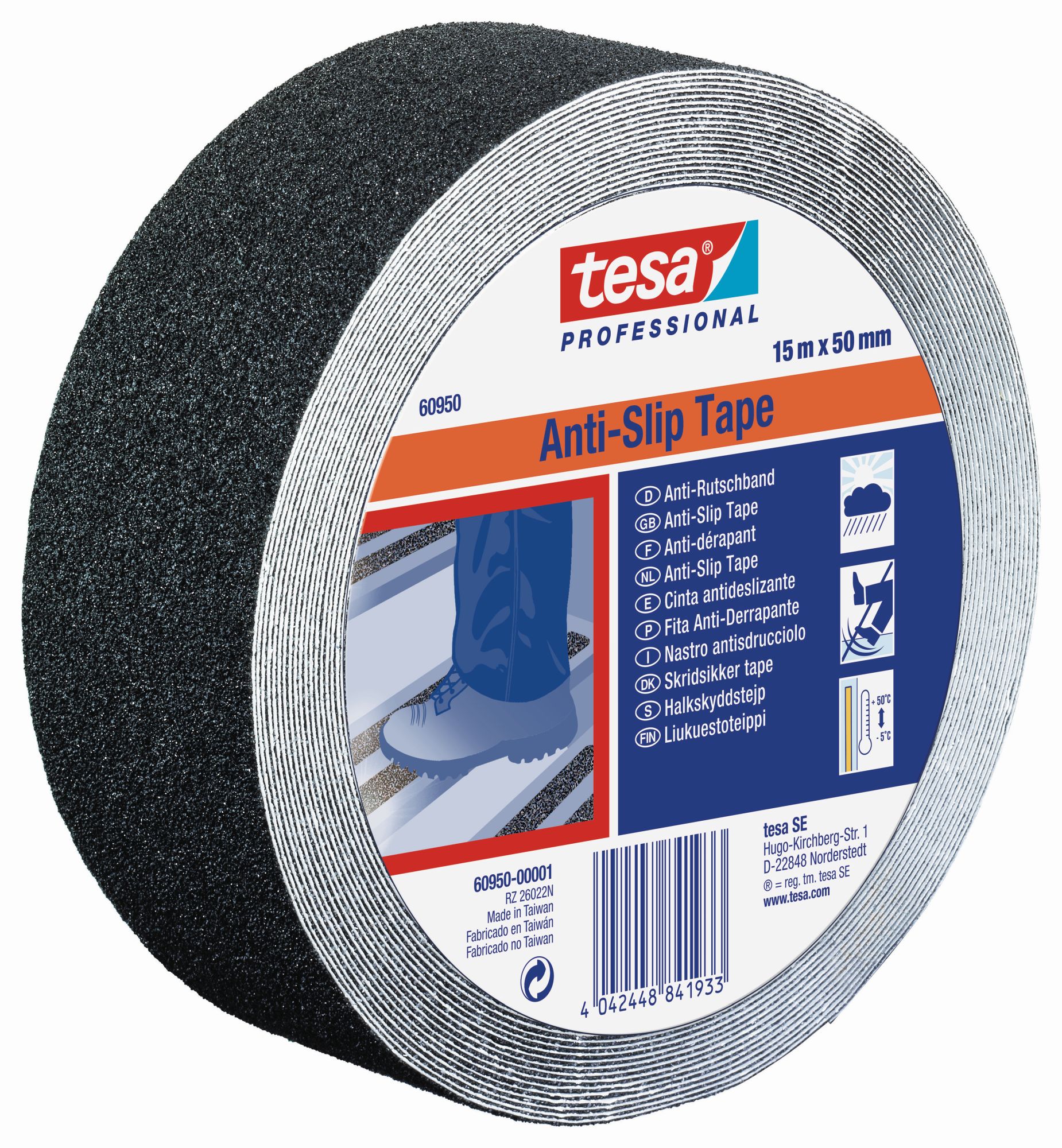 tesa Cintas Antideslizantes 15m x 50mm Negra