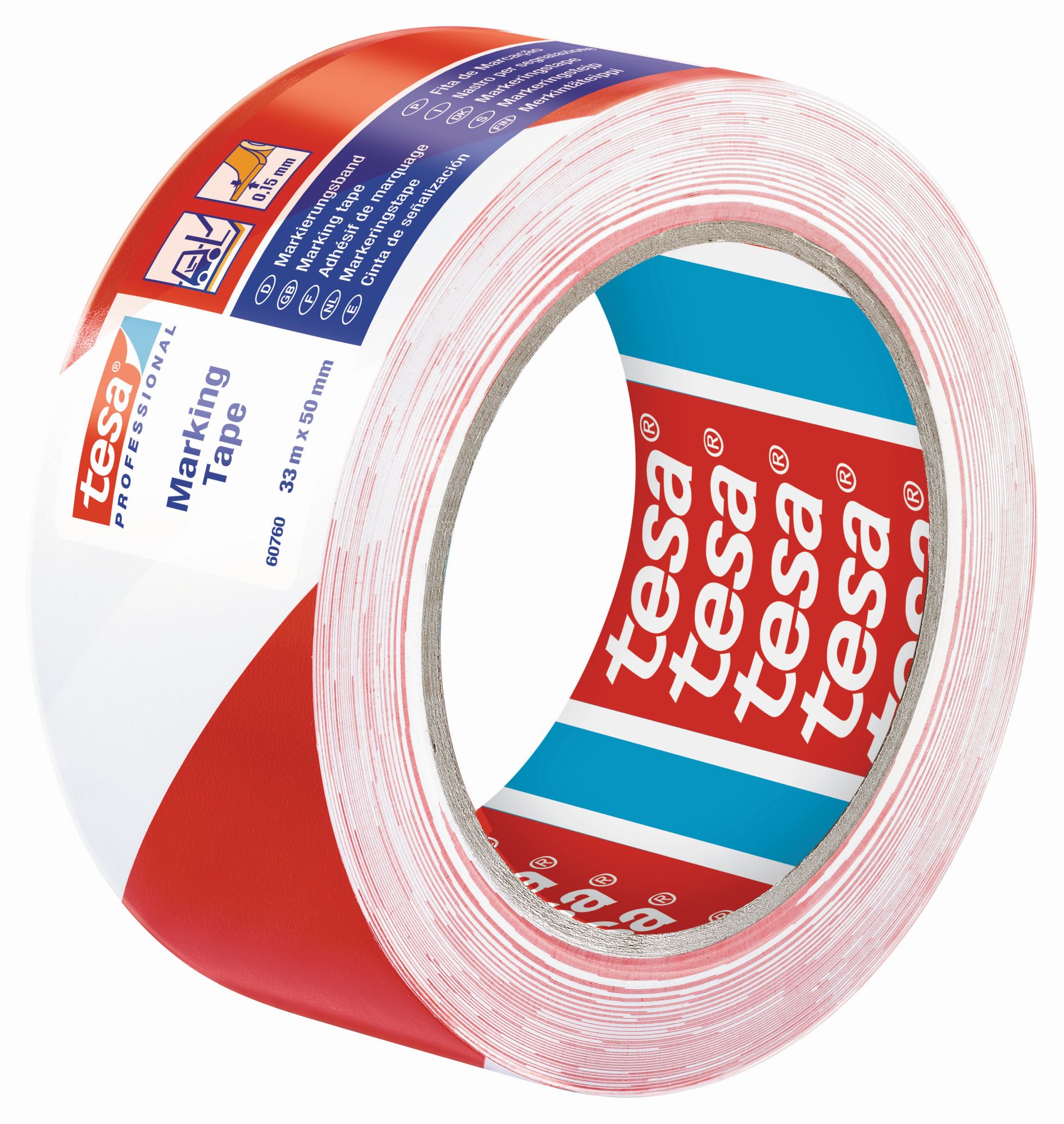 tesa 60760 Cintas Señalización temporal 33m x 50mm Roja/Blanca