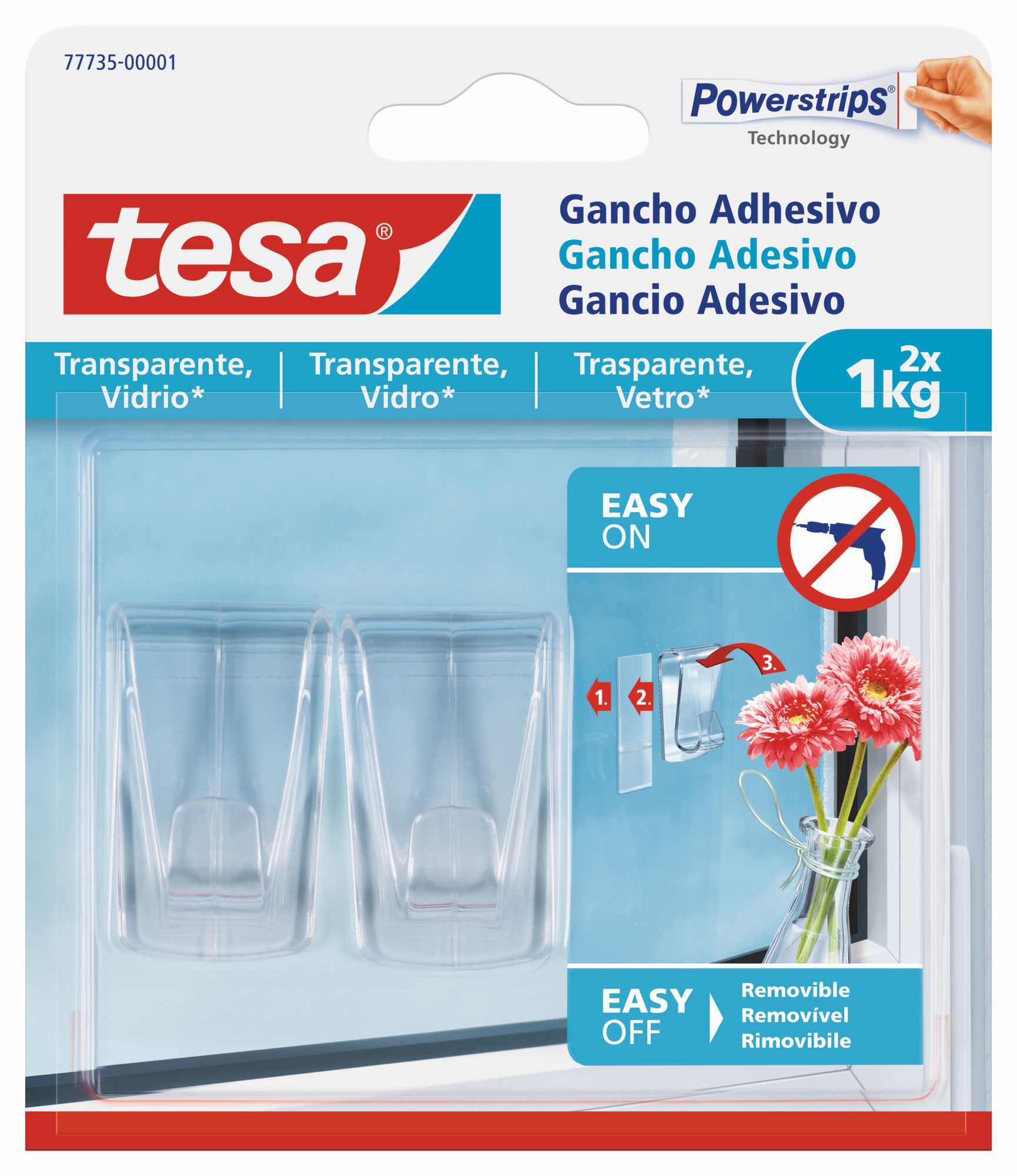 SMS 2 Ganchos AdhesivosDeco Transp hasta 0,2Kg