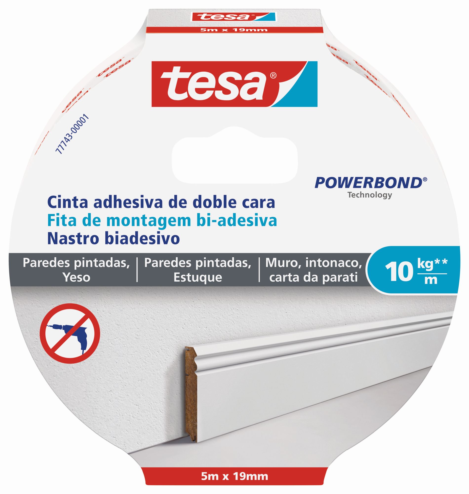 SMS Cinta D/C Powerbond 5x19mm Pared Pintada