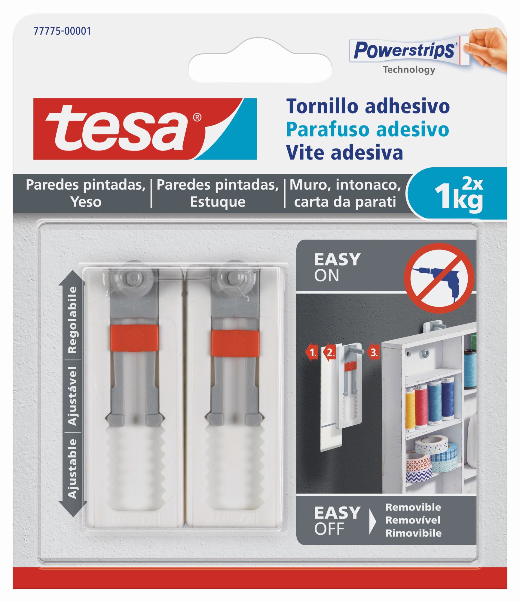 SMS Tornillo Adhesivo Ajustable hasta 1Kg Pared Pintada